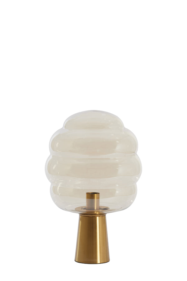Artisan Amber Mist Glass Table Lamp with Gold Accents