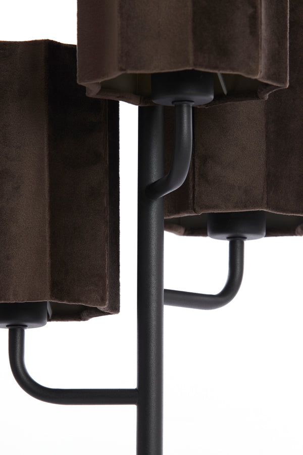Velvet Harmony Table Lamp, 3 Light, 34x61 cm, Dark Brown with Matte Black Accents