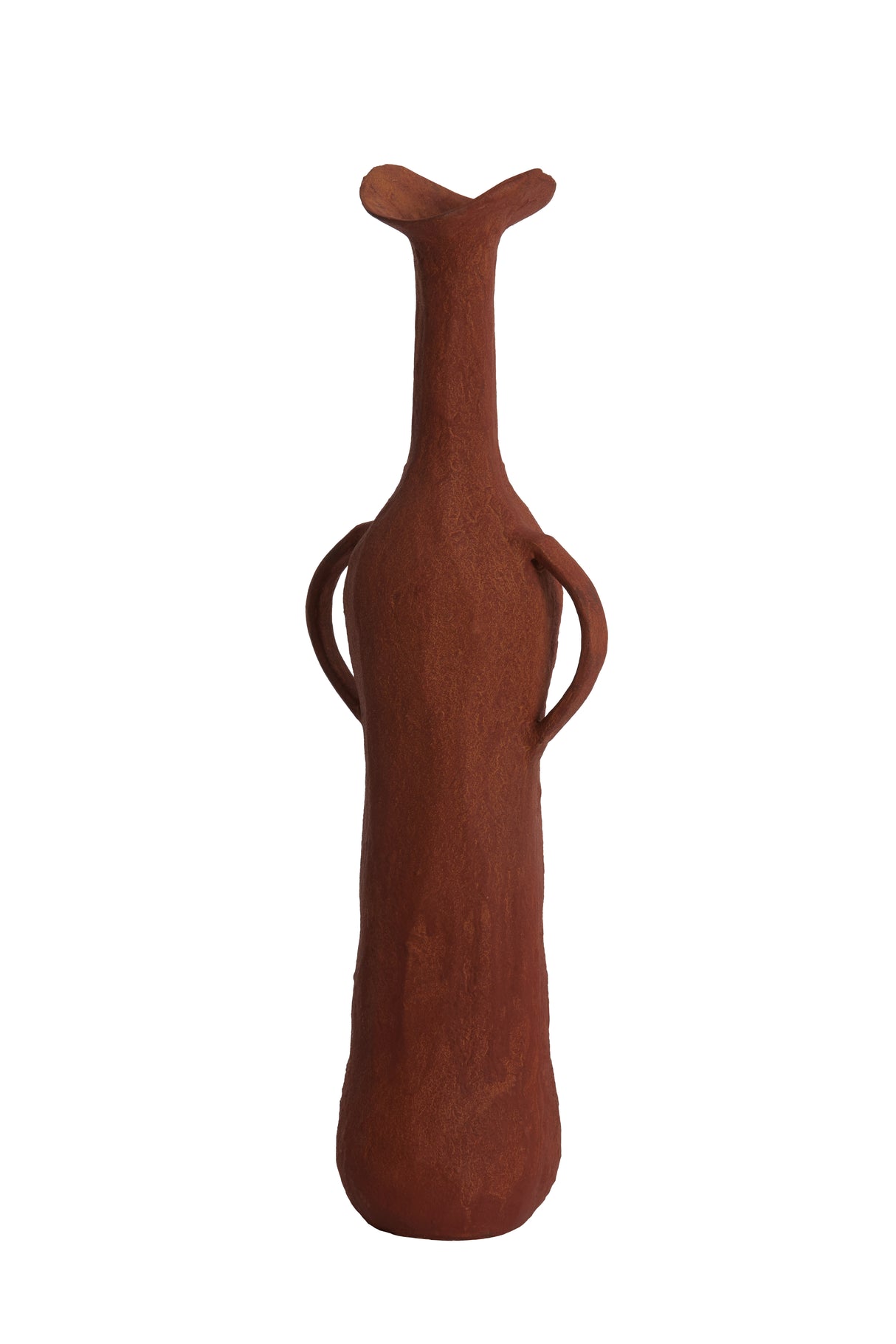 Contemporary Brick Red Anconi Vase - Dimensions: 17x11x50.5 cm