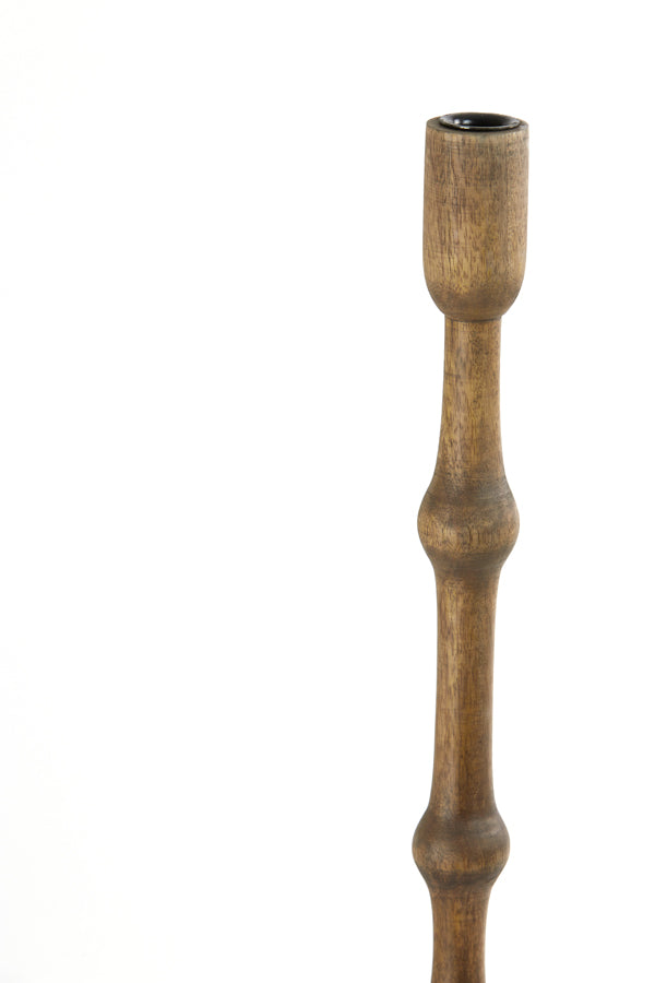 Elegant Tall Wooden Candle Holder - Dark Brown Finish, 13x60 cm