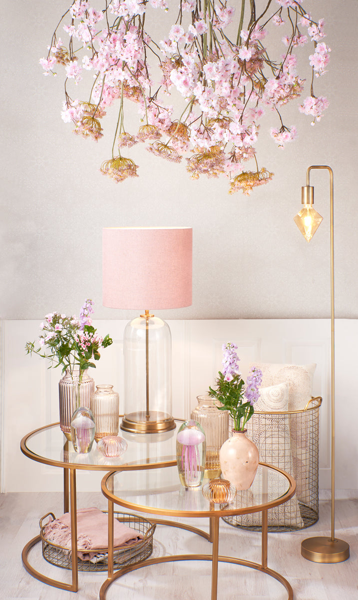 Elegant Nesting Coffee Tables with Gold Accents and Glass Tops (Set of 2) - Diameter 65x39 cm & 75x44 cm