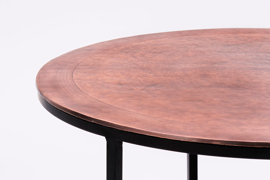 Modern Nesting Coffee Tables Set of 2 - Copper and Black Finish, 65/75cm Diameter