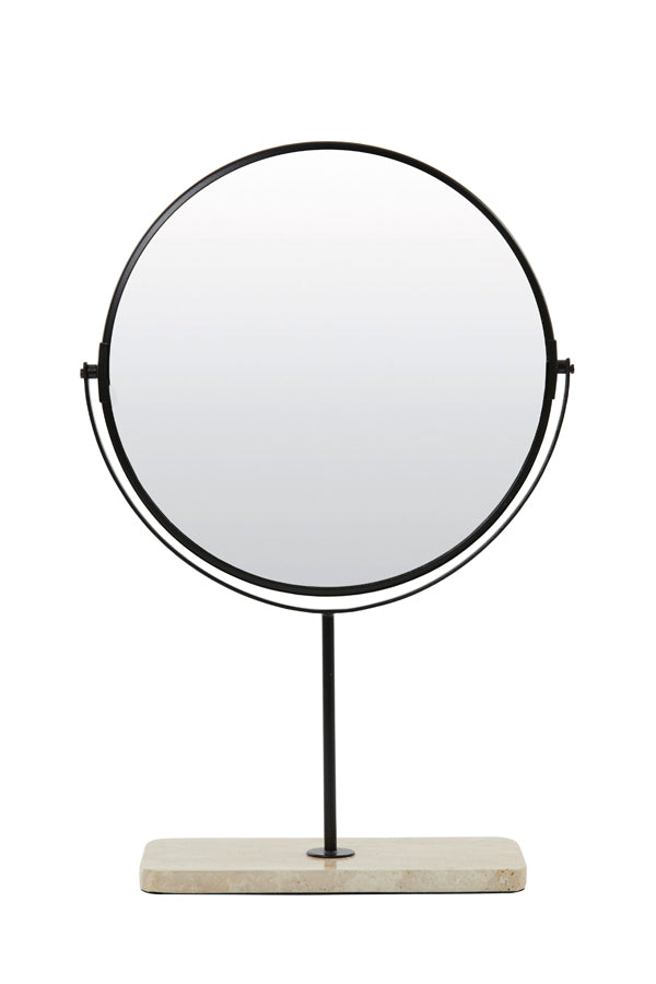 Contemporary Travertine Sand-Black Base Mirror 32.5x12.5x49 cm