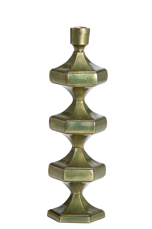 Elegant Wambiri Green and Gold Candle Holder 33cm