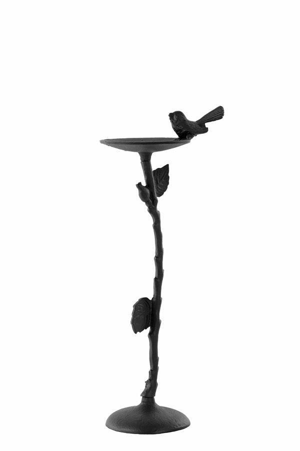 Bird-Themed Matte Black Candle Holder, 18x11.5x40 cm