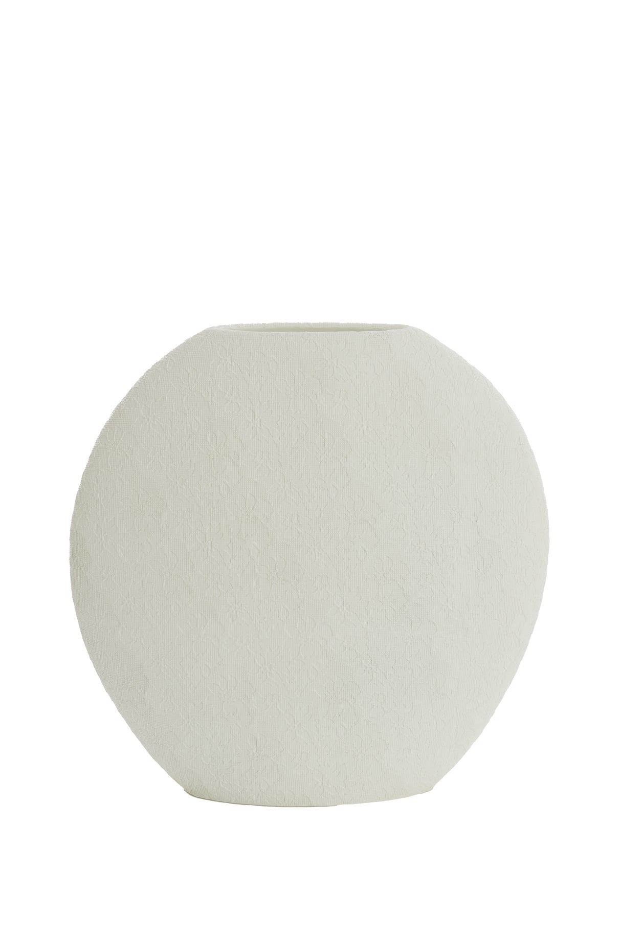 Elegant Cream Lace Textured Vase - 40.5x11x40 cm