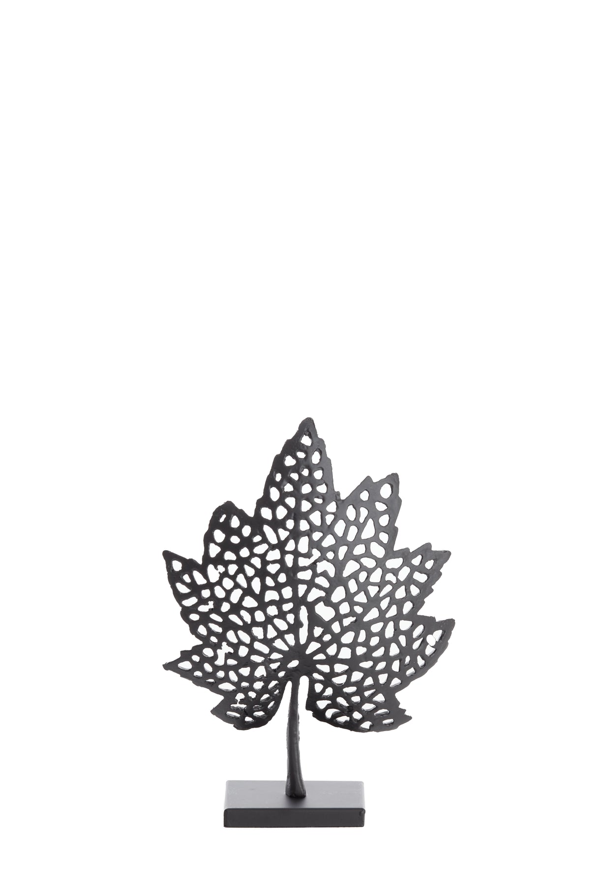 Black Leaf Sculpture on Stand 22x8x30 cm