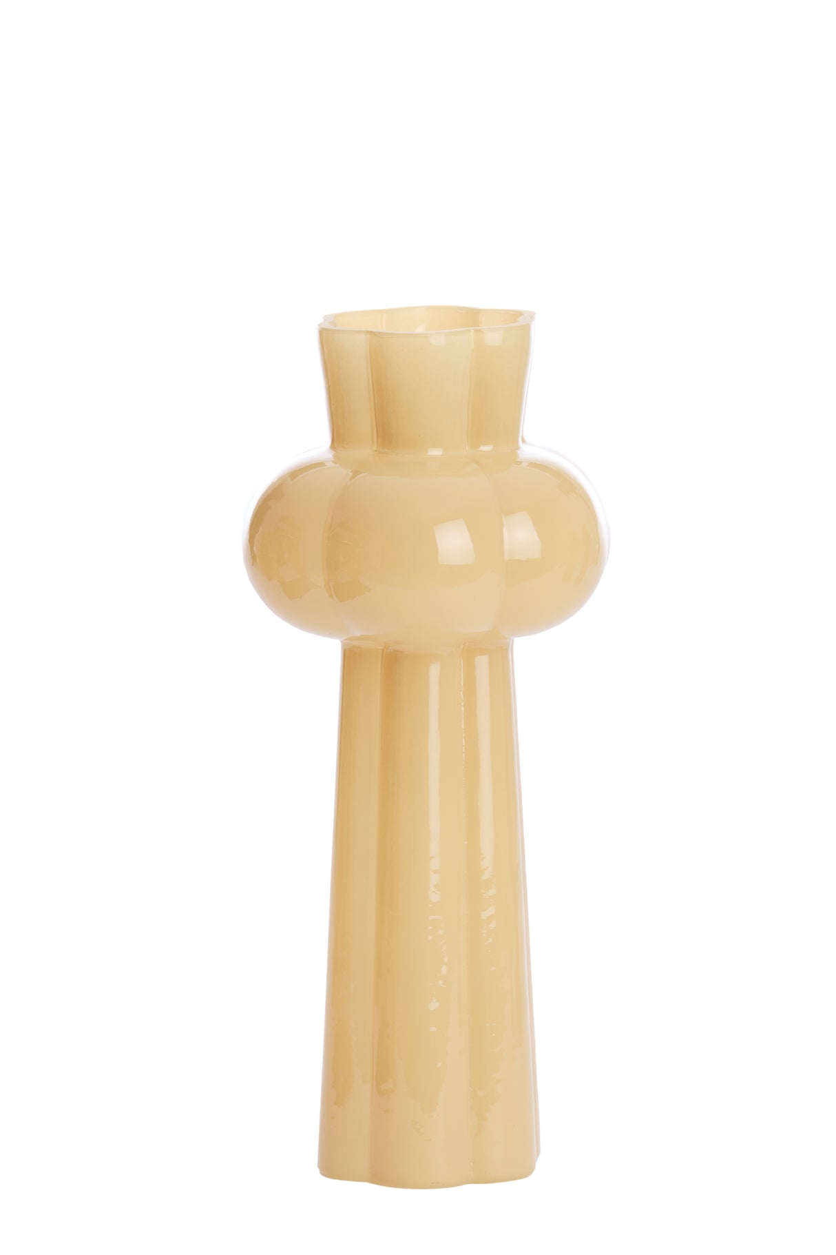 Elegant Beige Glass Vase Ø16x35.5 cm