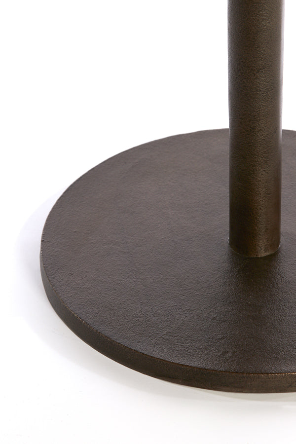 Round Dark Brown Marble Side Table – 61x41 cm