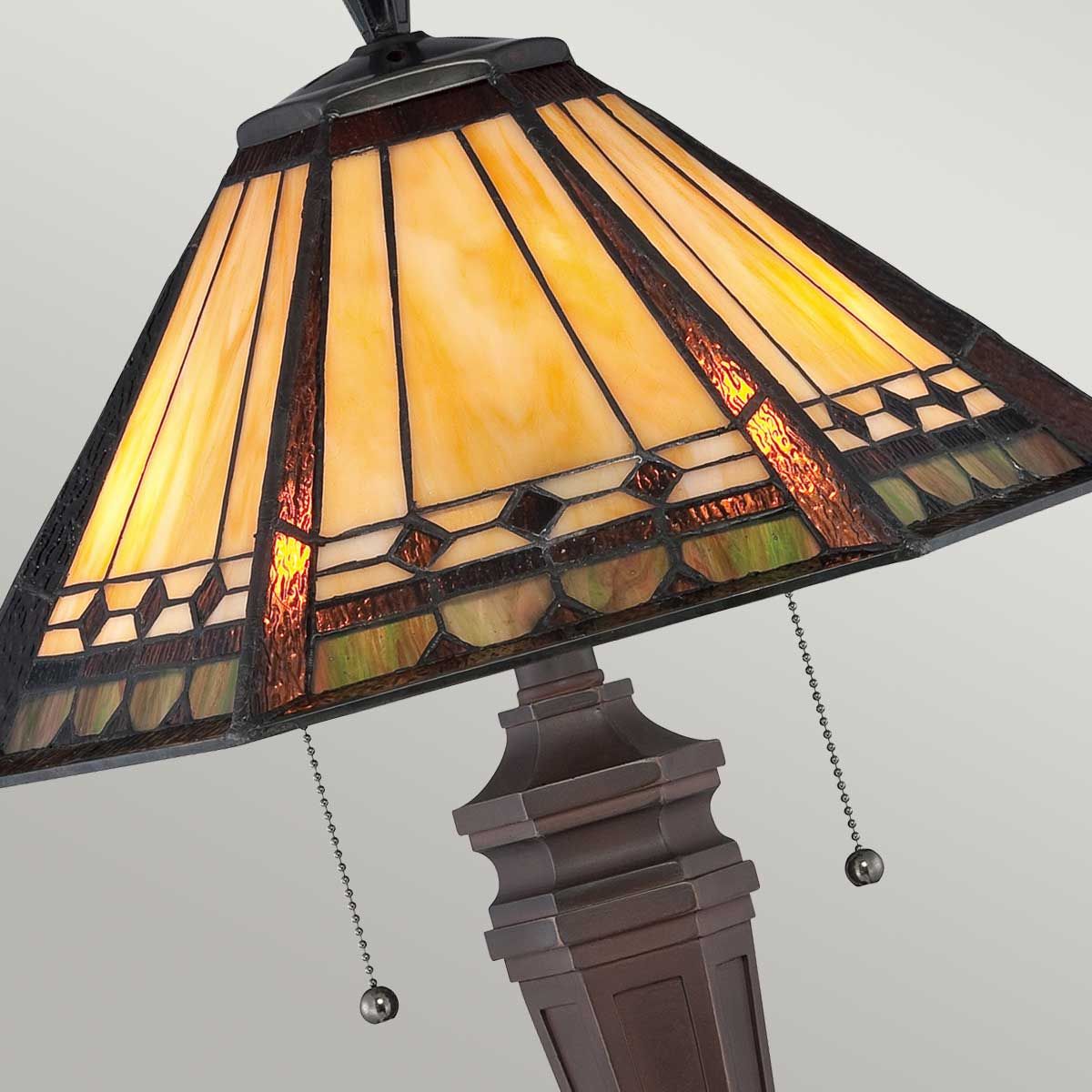 Arden Tiffany Bronze Patina Stained Glass Table Lamp