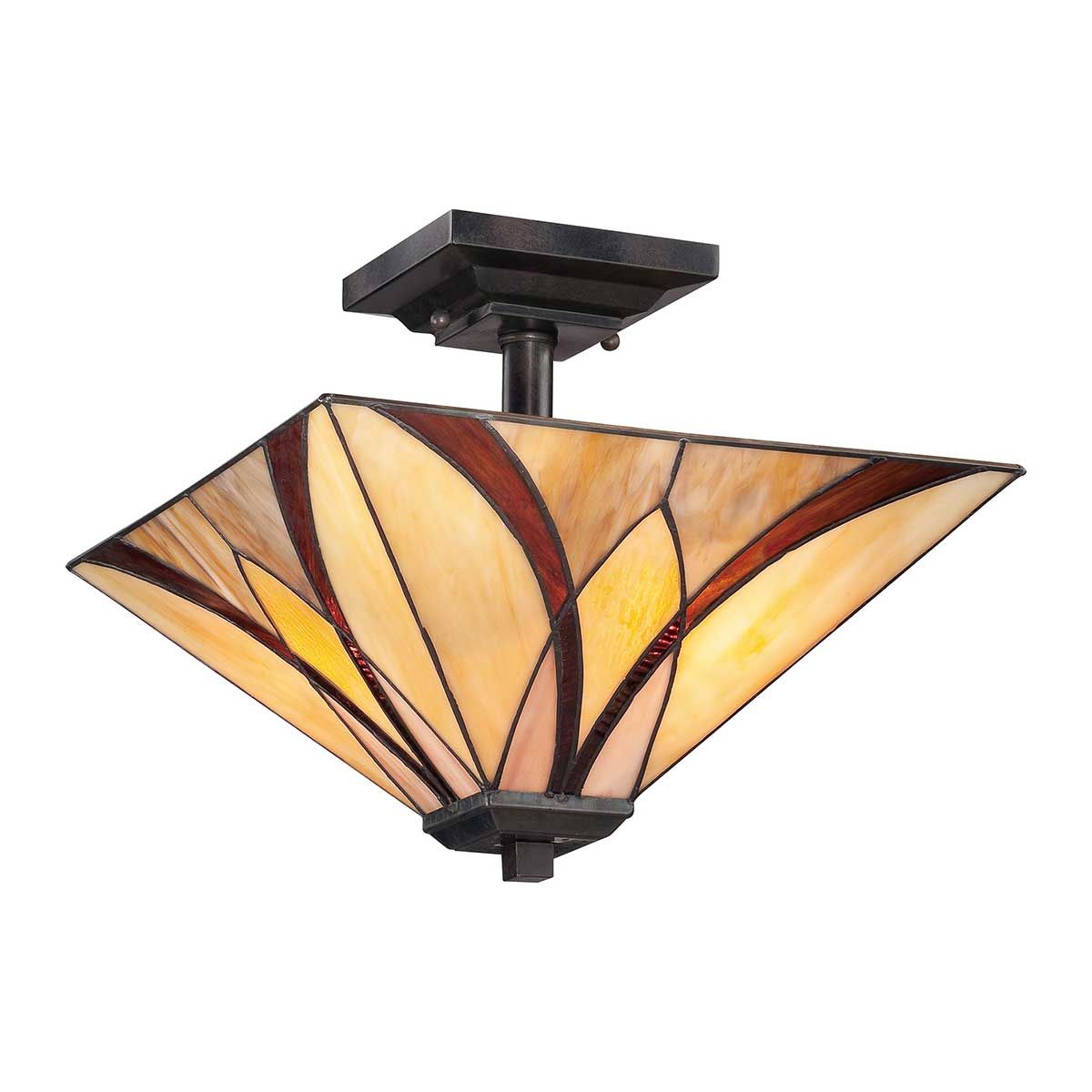 Asheville Tiffany-Inspired Semi-Flush Ceiling Light in Valiant Bronze