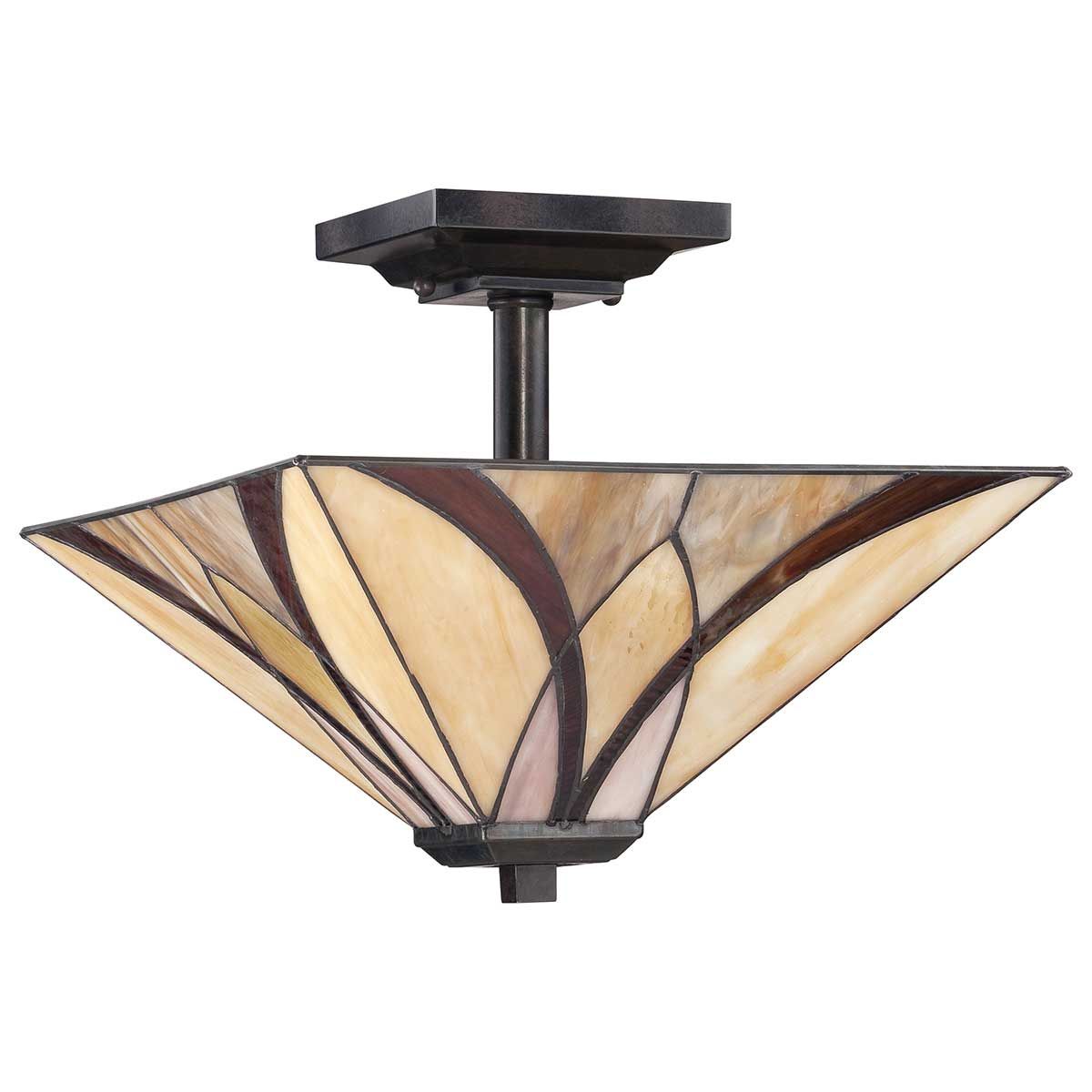 Asheville Tiffany-Inspired Semi-Flush Ceiling Light in Valiant Bronze