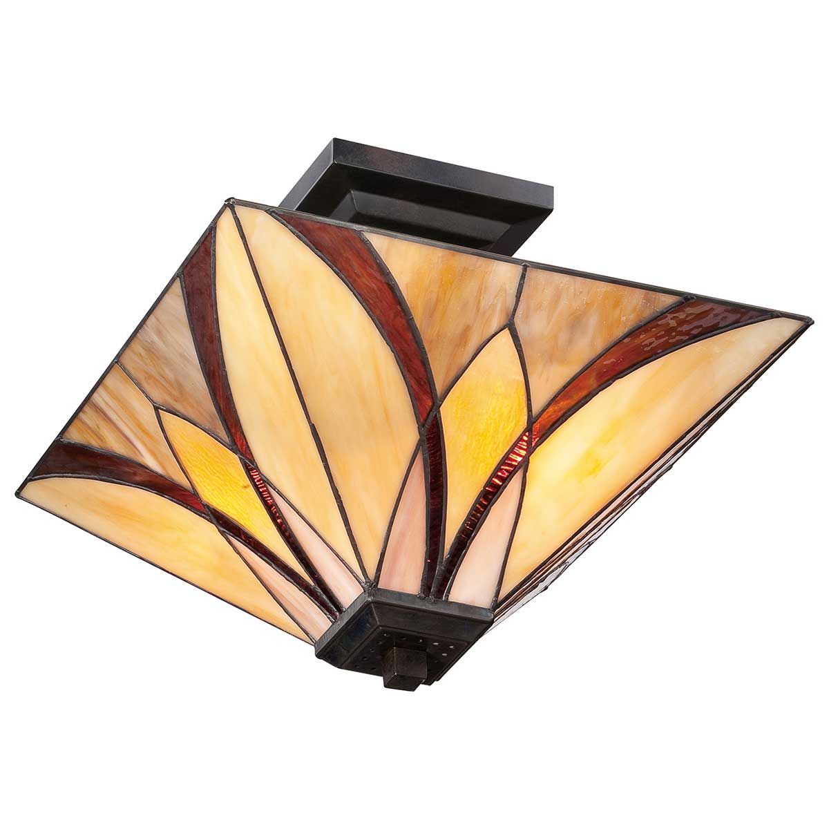 Asheville Tiffany-Inspired Semi-Flush Ceiling Light in Valiant Bronze