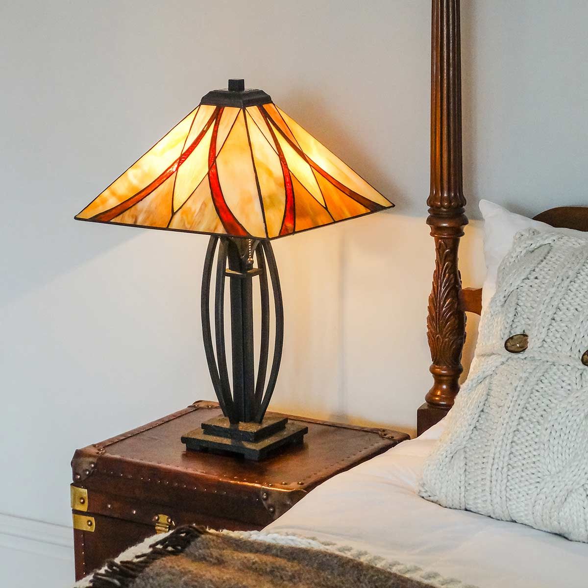 Asheville Art Nouveau Tiffany-Inspired Stained Glass Table Lamp