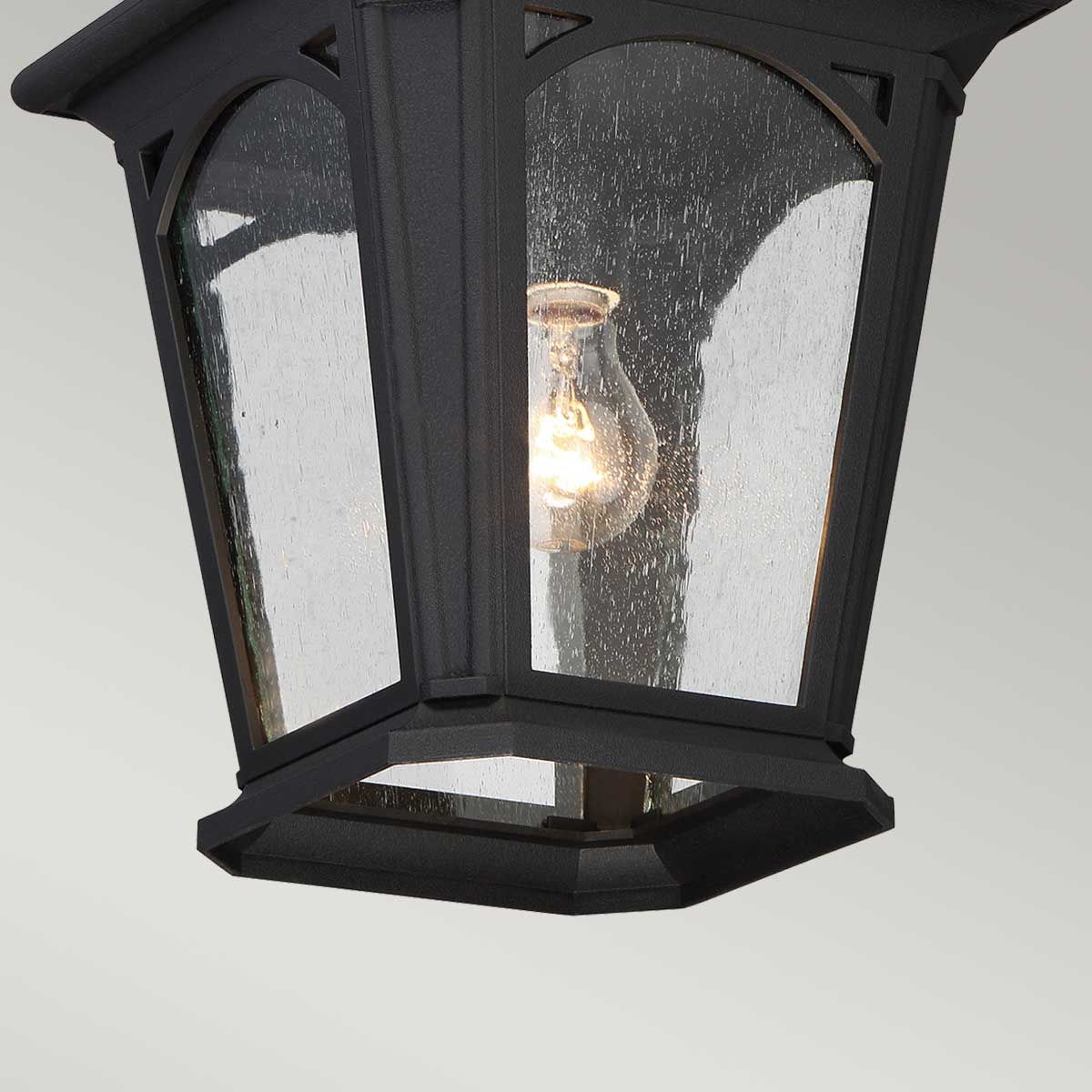 Bedford Mystic Black Outdoor Chain Lantern with Tiffany Glass