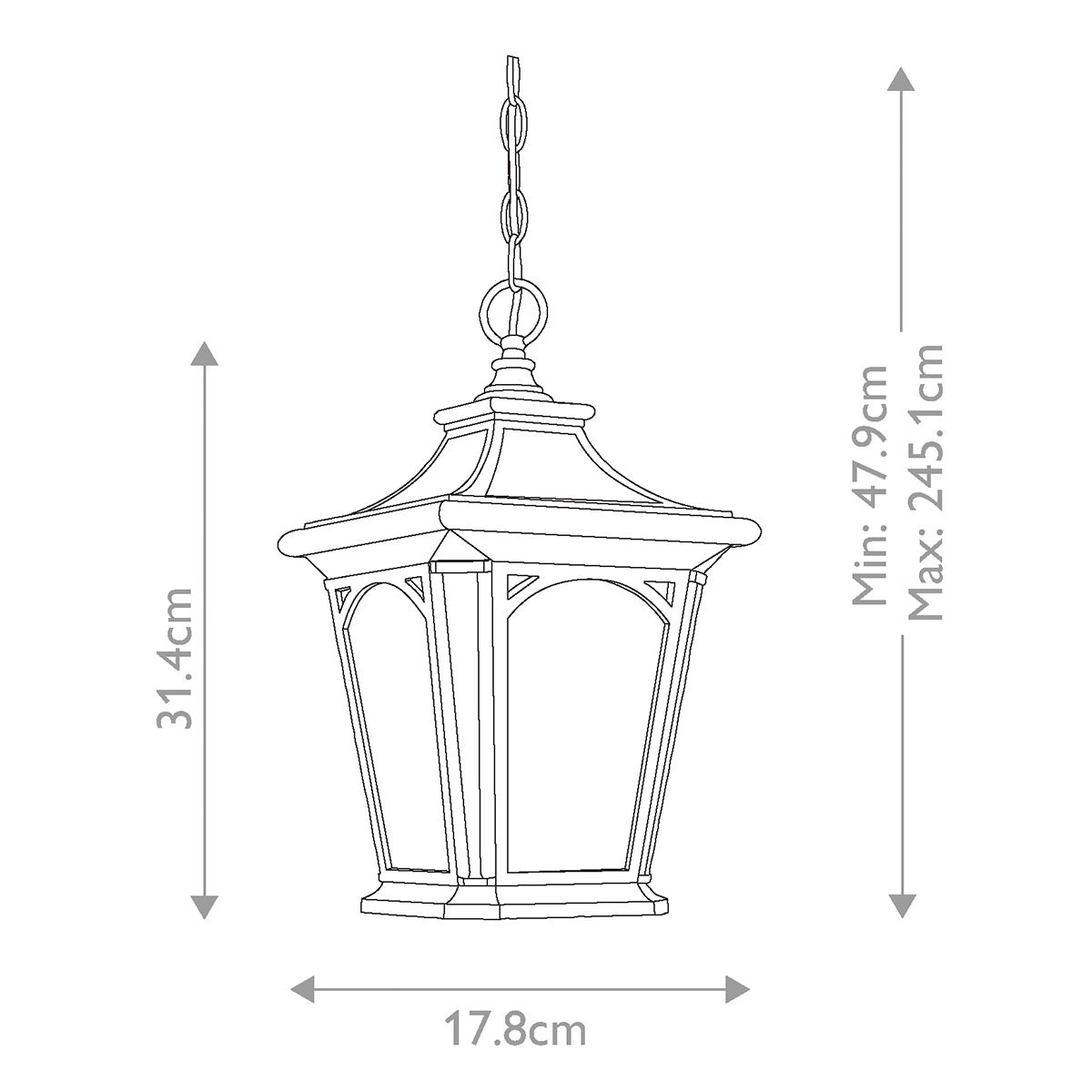 Bedford Mystic Black Outdoor Chain Lantern with Tiffany Glass