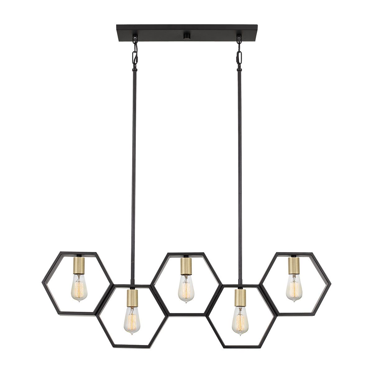 Bismarck Modern Geometric 5-Light Linear Chandelier