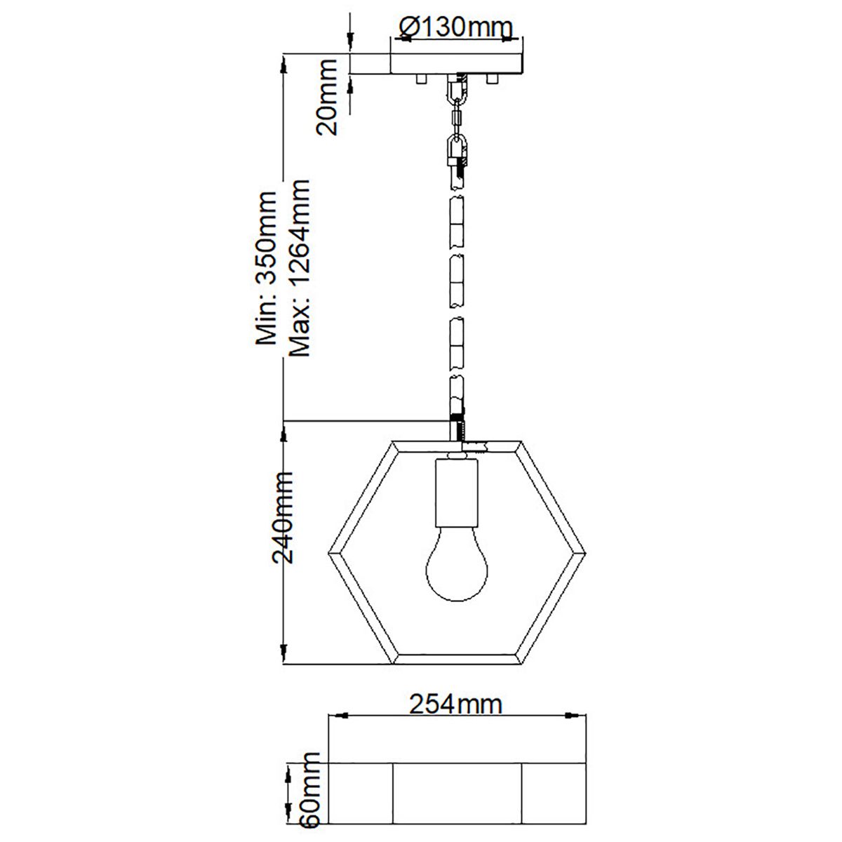 Bismarck Geometric Earth Black Mini Pendant Light