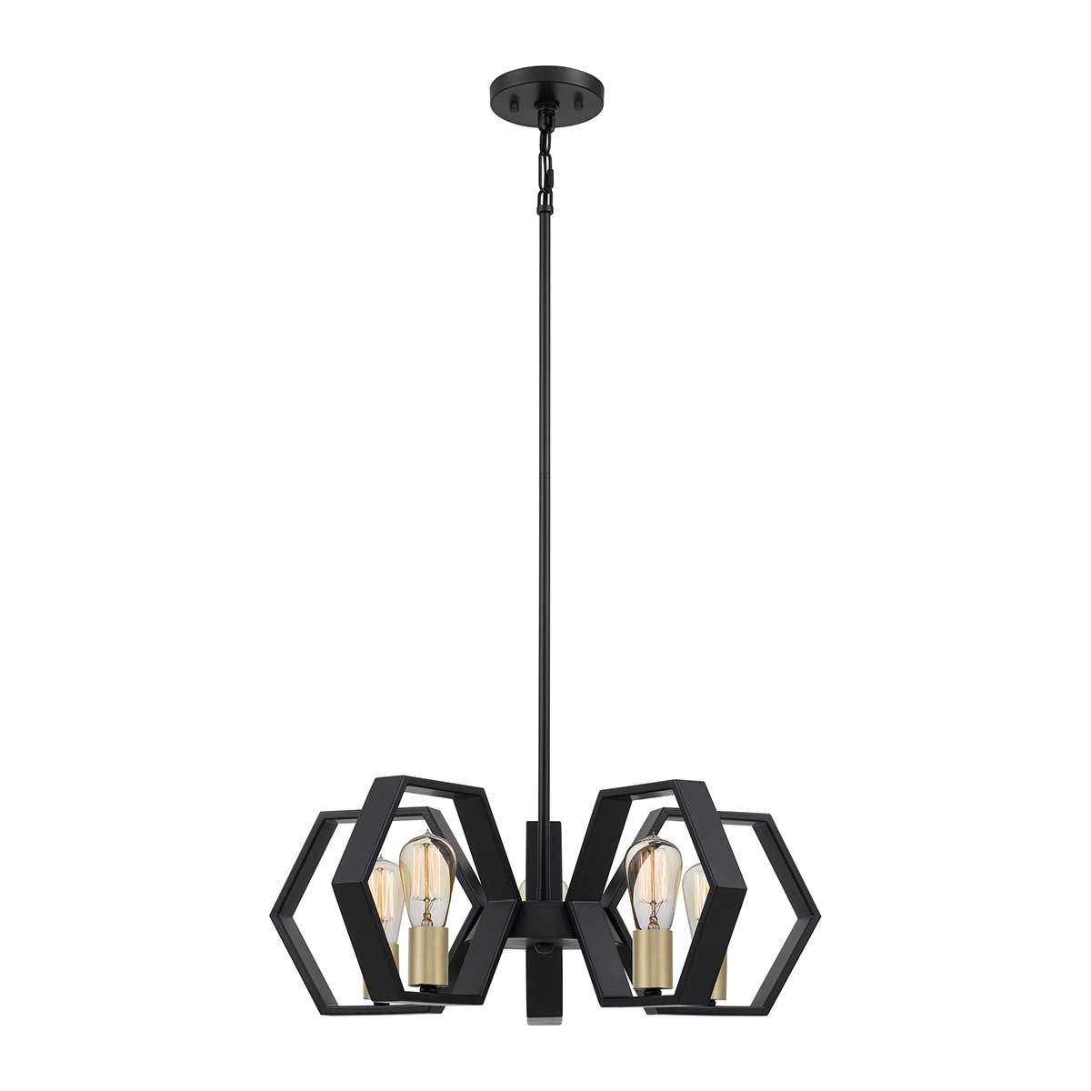 Bismarck Geometric 5-Light Earth Black Chandelier