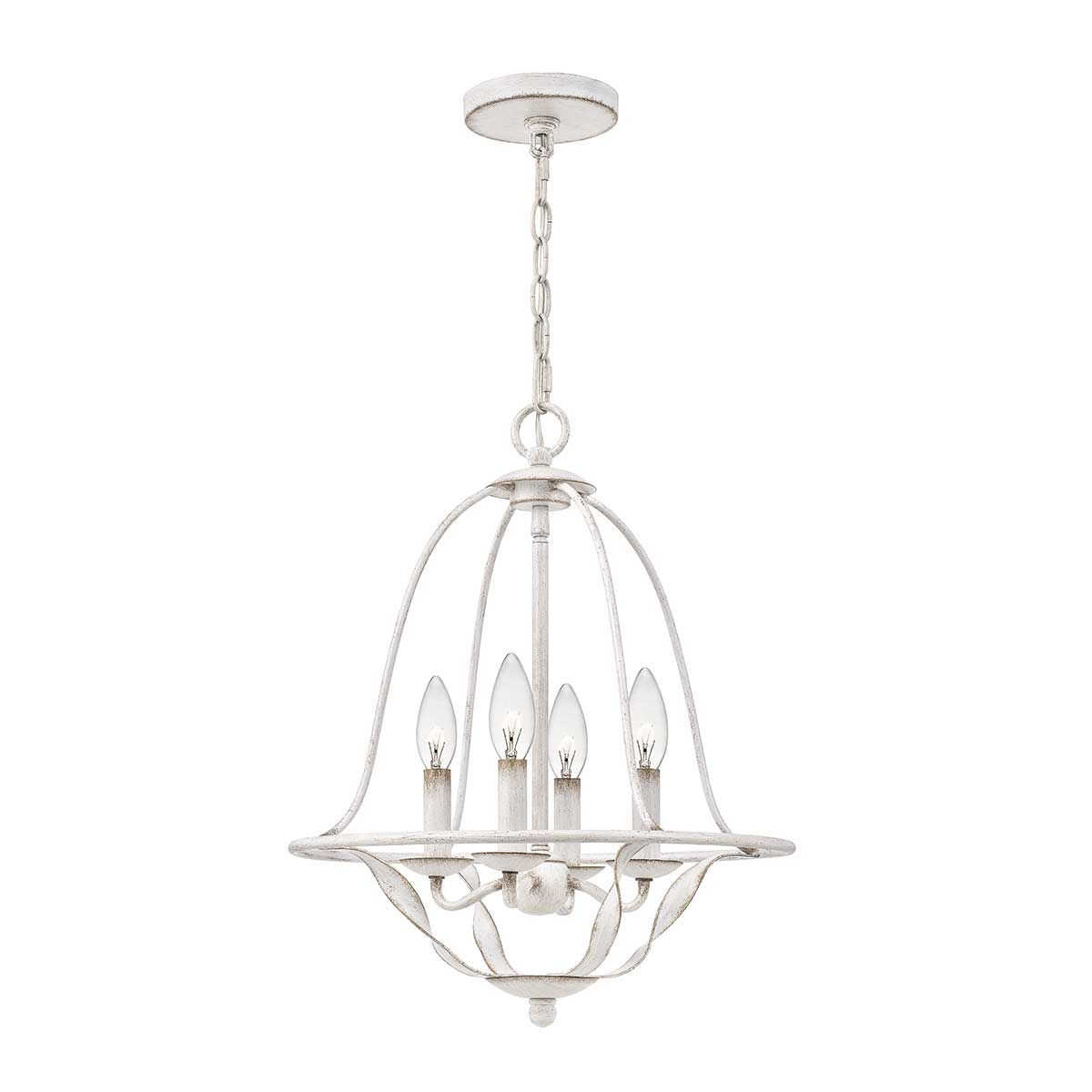Bradbury Elegant Antique White Steel Pendant with Four Lights