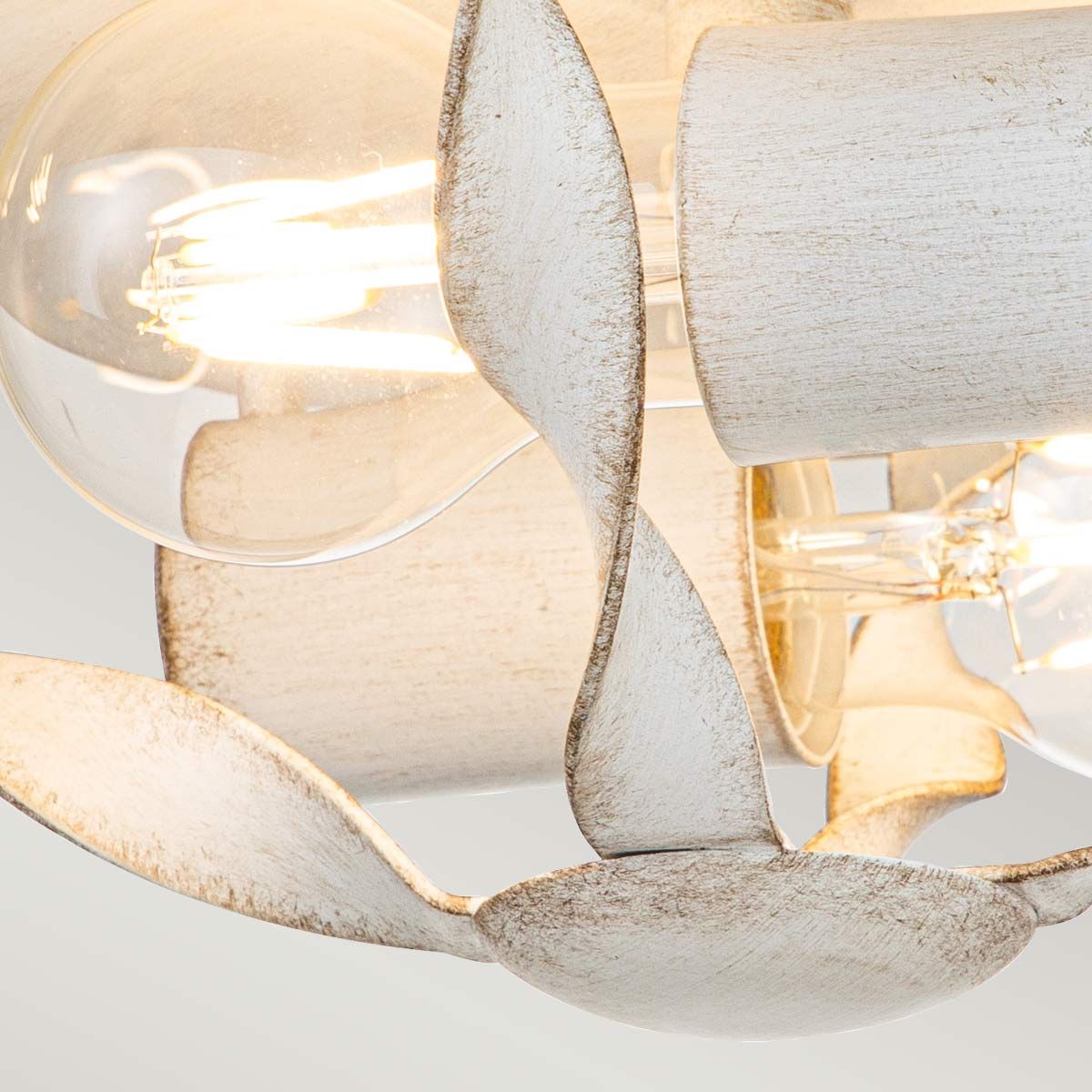 Bradbury Antique White 2-Light Steel Flush Mount Ceiling Fixture