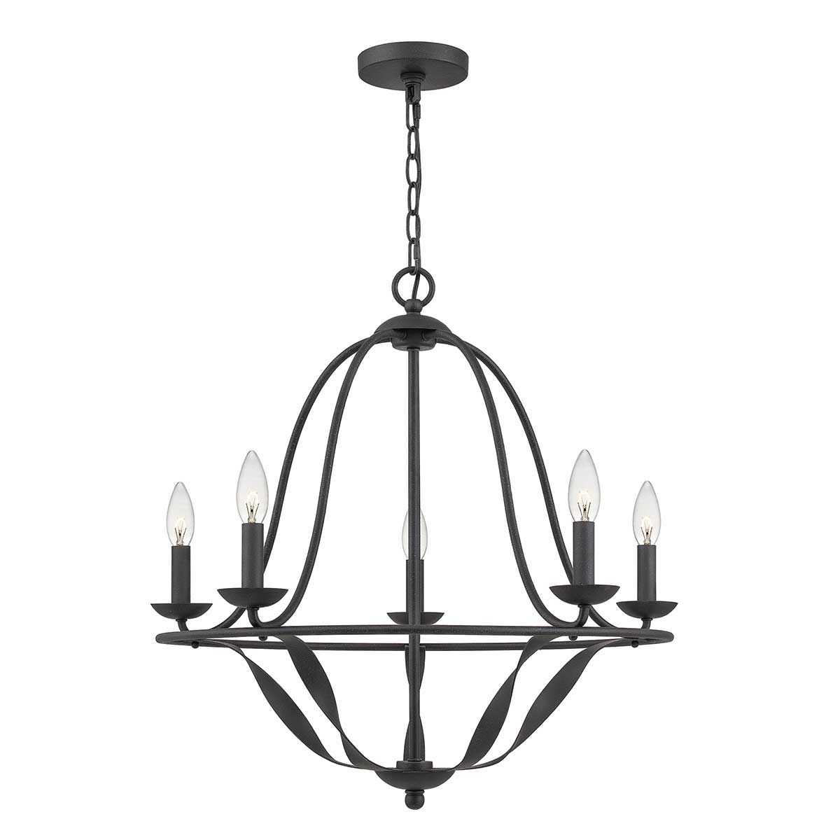 Bradbury 5-Light Elegant Steel Chandelier in Grey Ash Finish