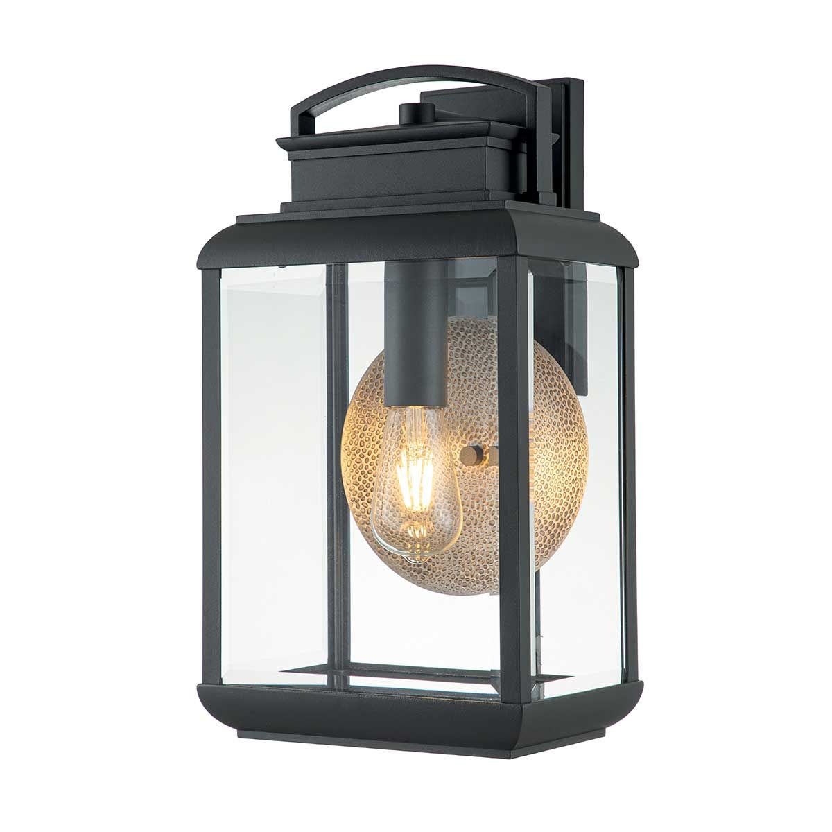 Byron Large Graphite Wall Lantern with Pewter Reflector