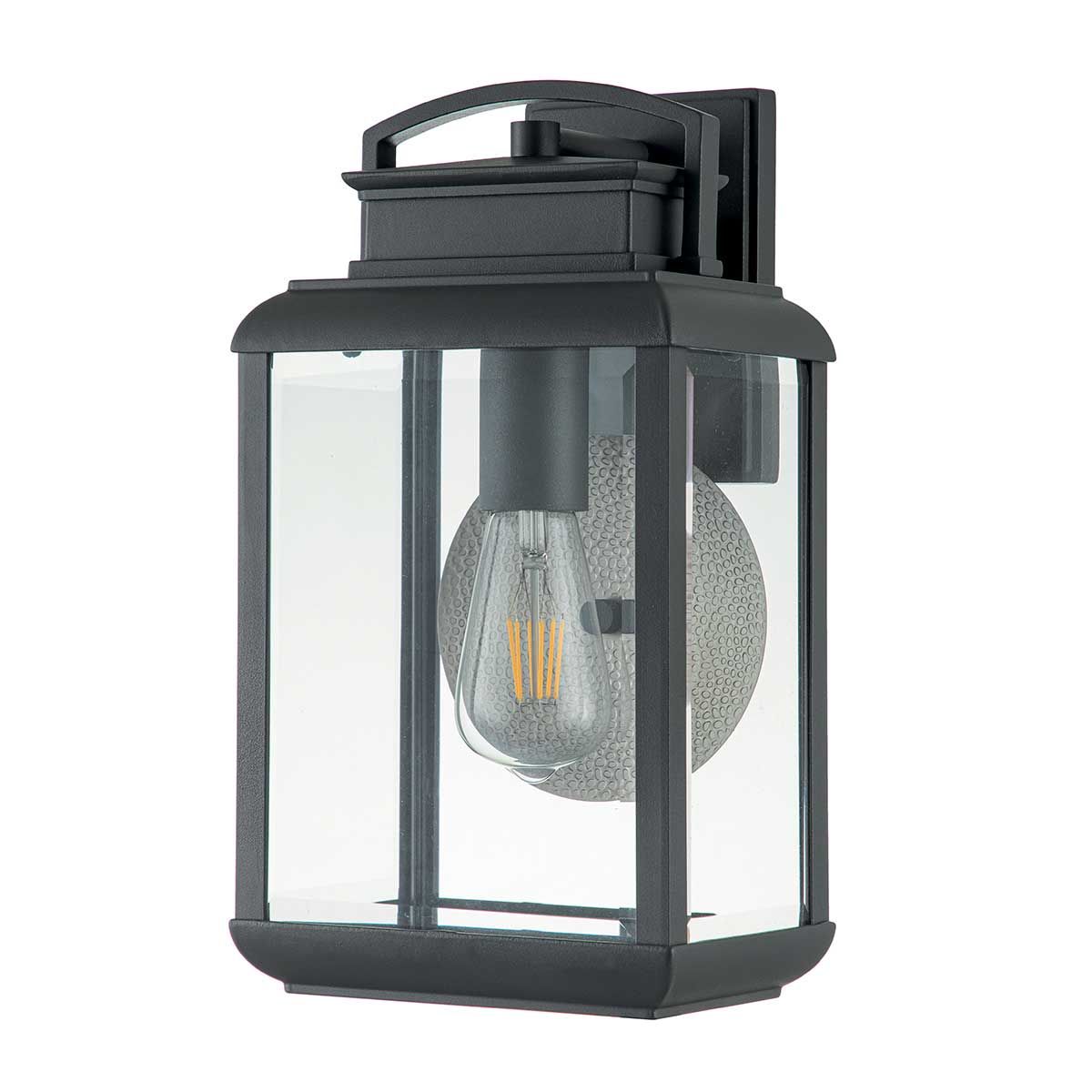 Byron Medium Graphite Wall Lantern with Pewter Reflector