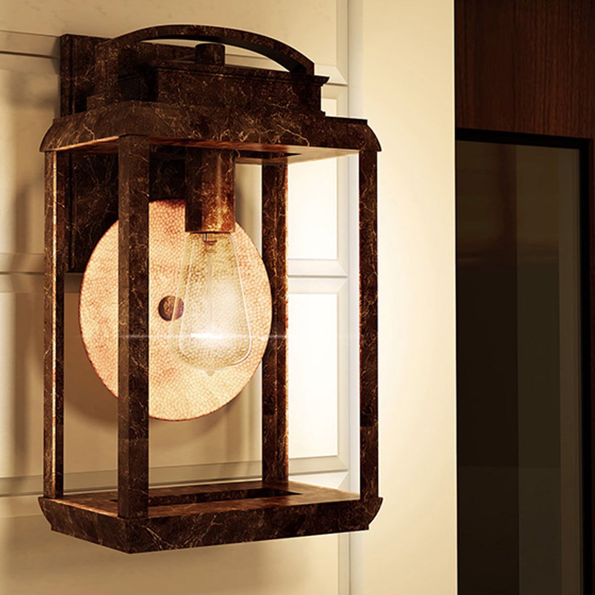 Byron Imperial Bronze Outdoor Wall Light with Tiffany Glass