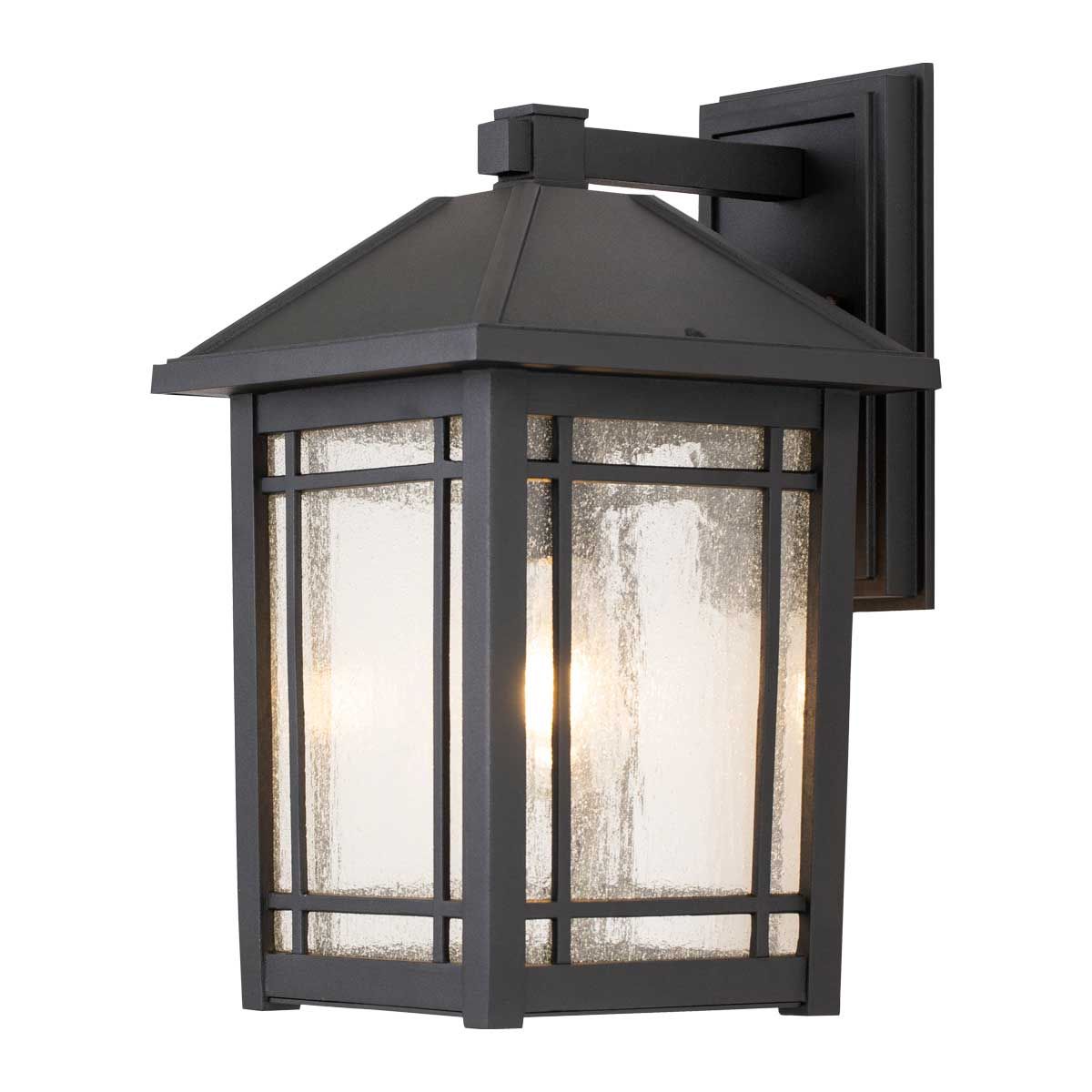 Cedar Point Large Black Outdoor Wall Lantern with Clear Seeded Glass