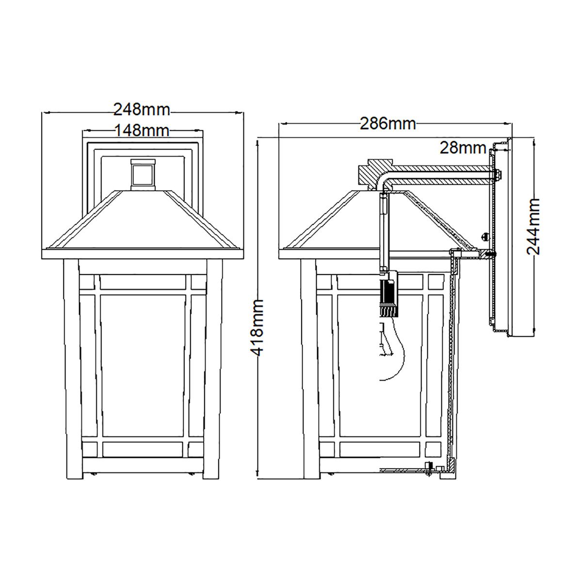 Cedar Point Large Black Outdoor Wall Lantern with Clear Seeded Glass