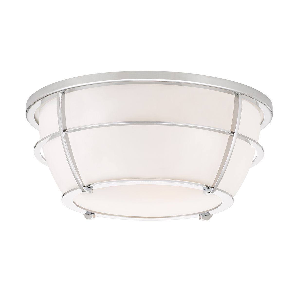 Gleaming Chrome Flush Mount Light with Opal Glass Dome