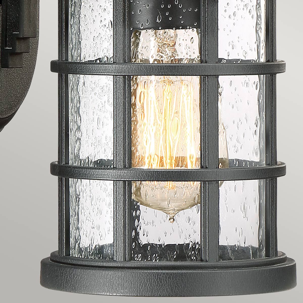 Crusade Exterior Wall Lantern - Earth Black Finish with Clear Seeded Glass