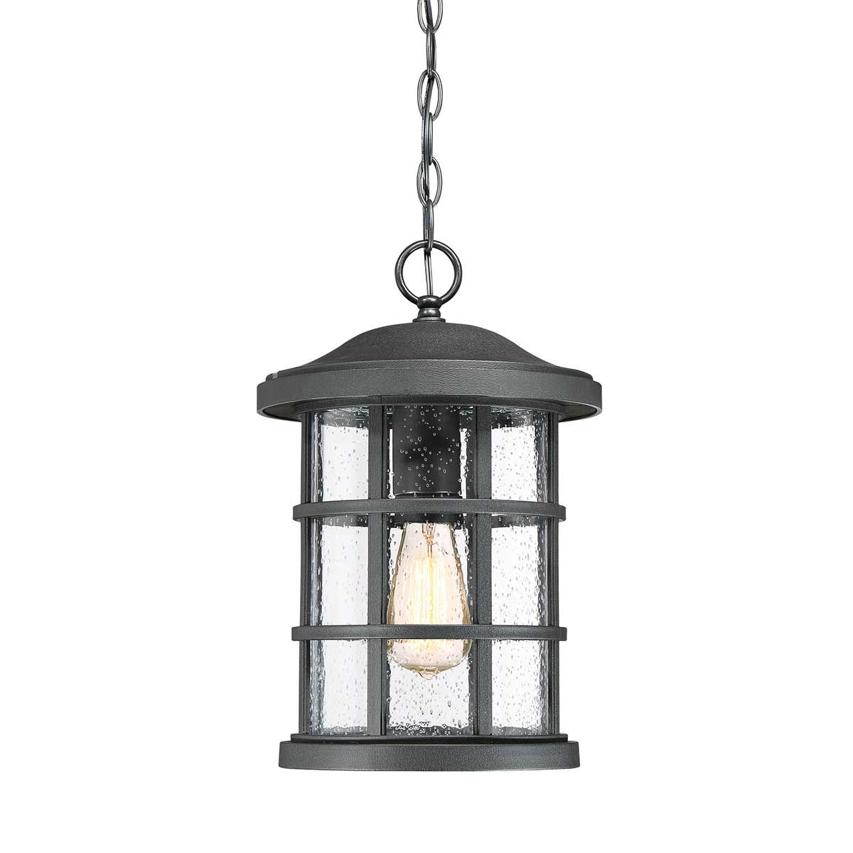 Craftsman-Style Outdoor Chain Lantern in Earth Black Finish