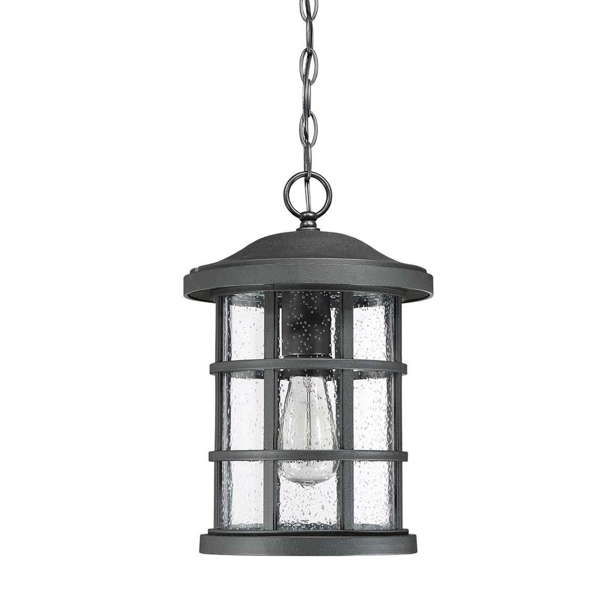 Craftsman-Style Outdoor Chain Lantern in Earth Black Finish