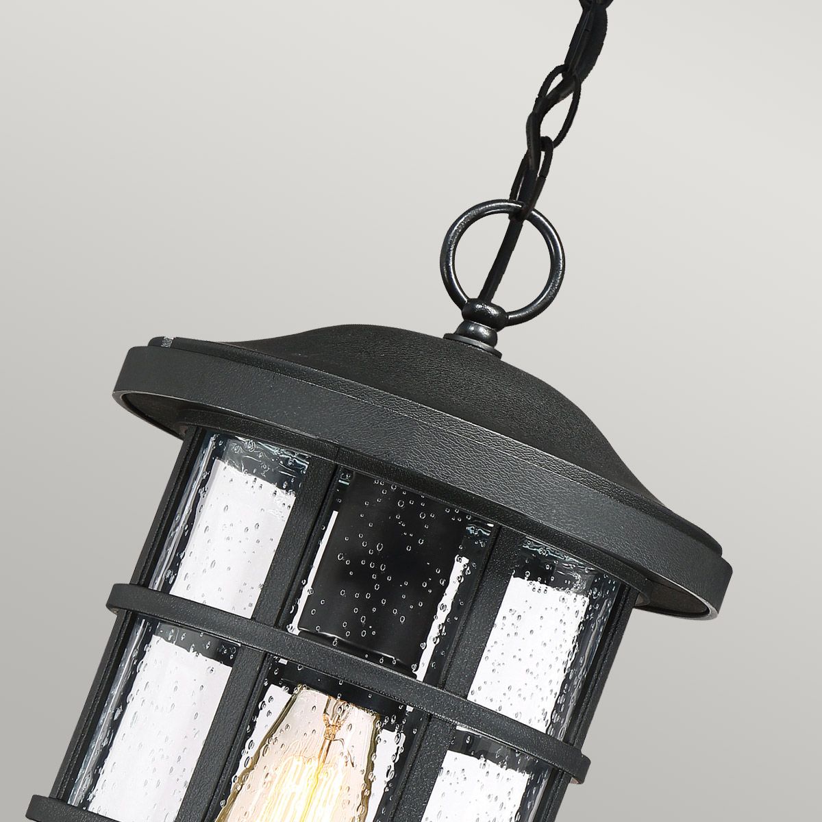 Craftsman-Style Outdoor Chain Lantern in Earth Black Finish