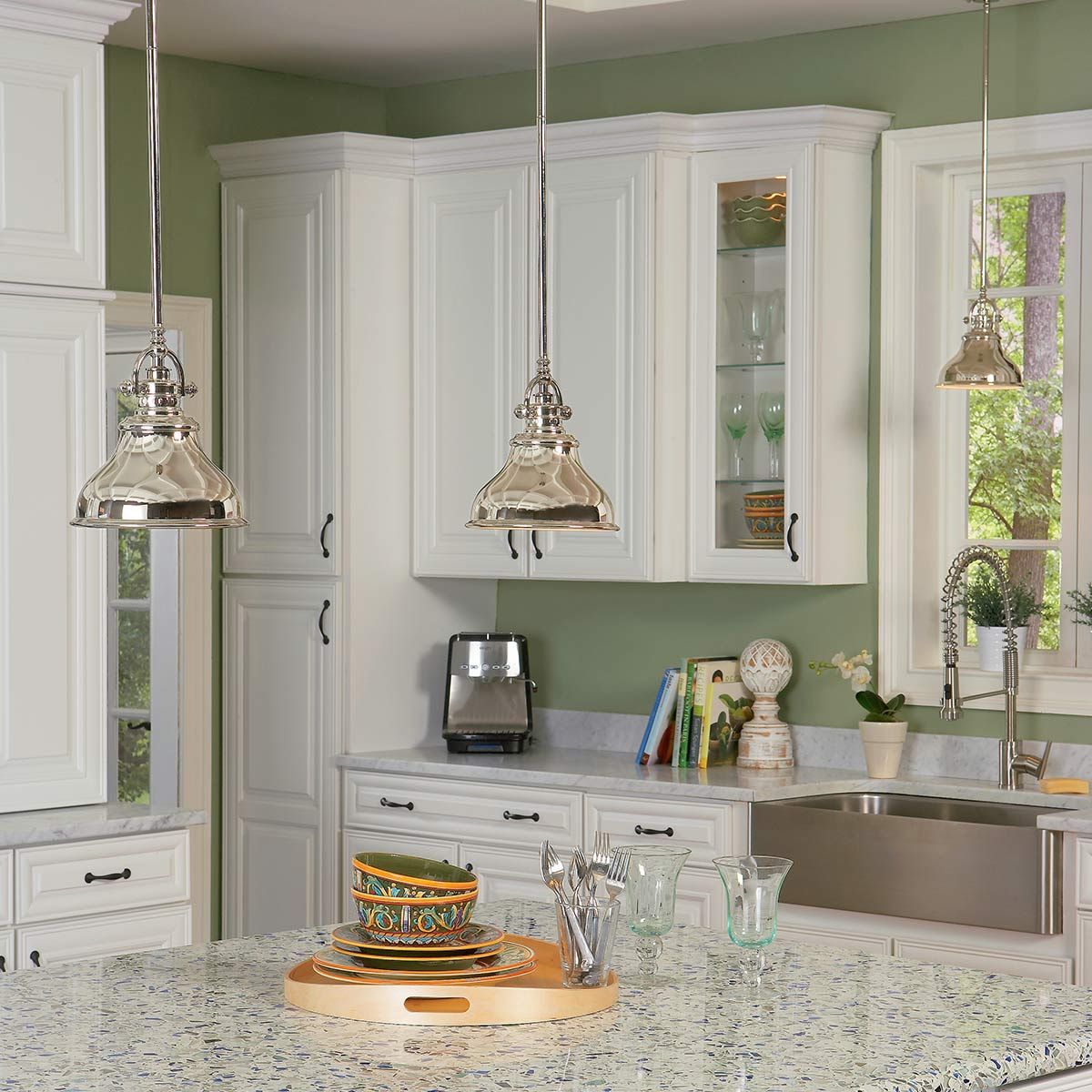 Emery Classic Americana Pendant Light in Polished Imperial Silver