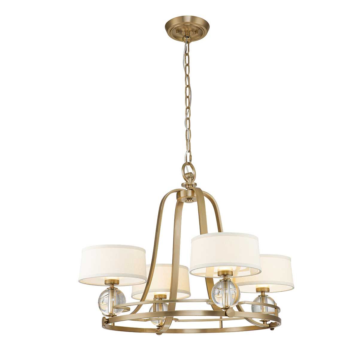 Gotham Elegance: Brushed Brass 4-Light Chandelier