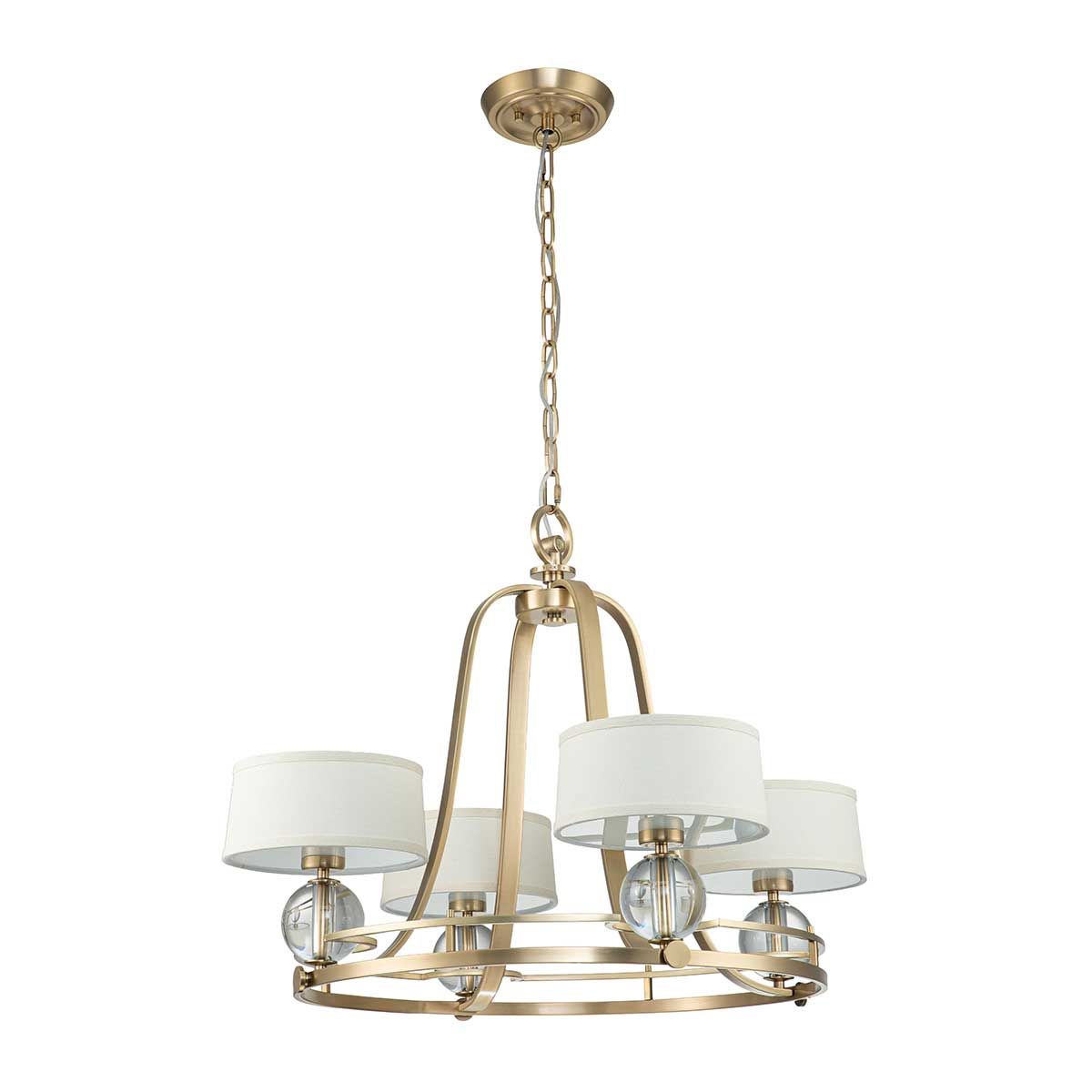 Gotham Elegance: Brushed Brass 4-Light Chandelier