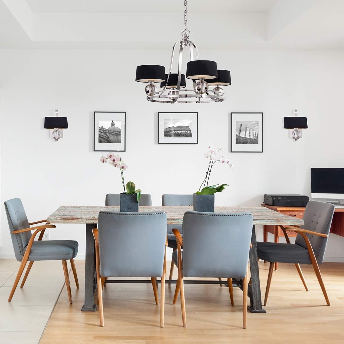 Manhattan Elegance 4 Light Chandelier, Imperial Silver