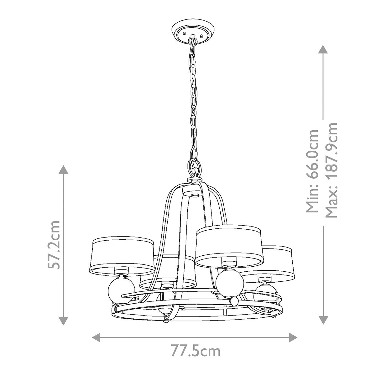 Manhattan Elegance 4 Light Chandelier, Imperial Silver
