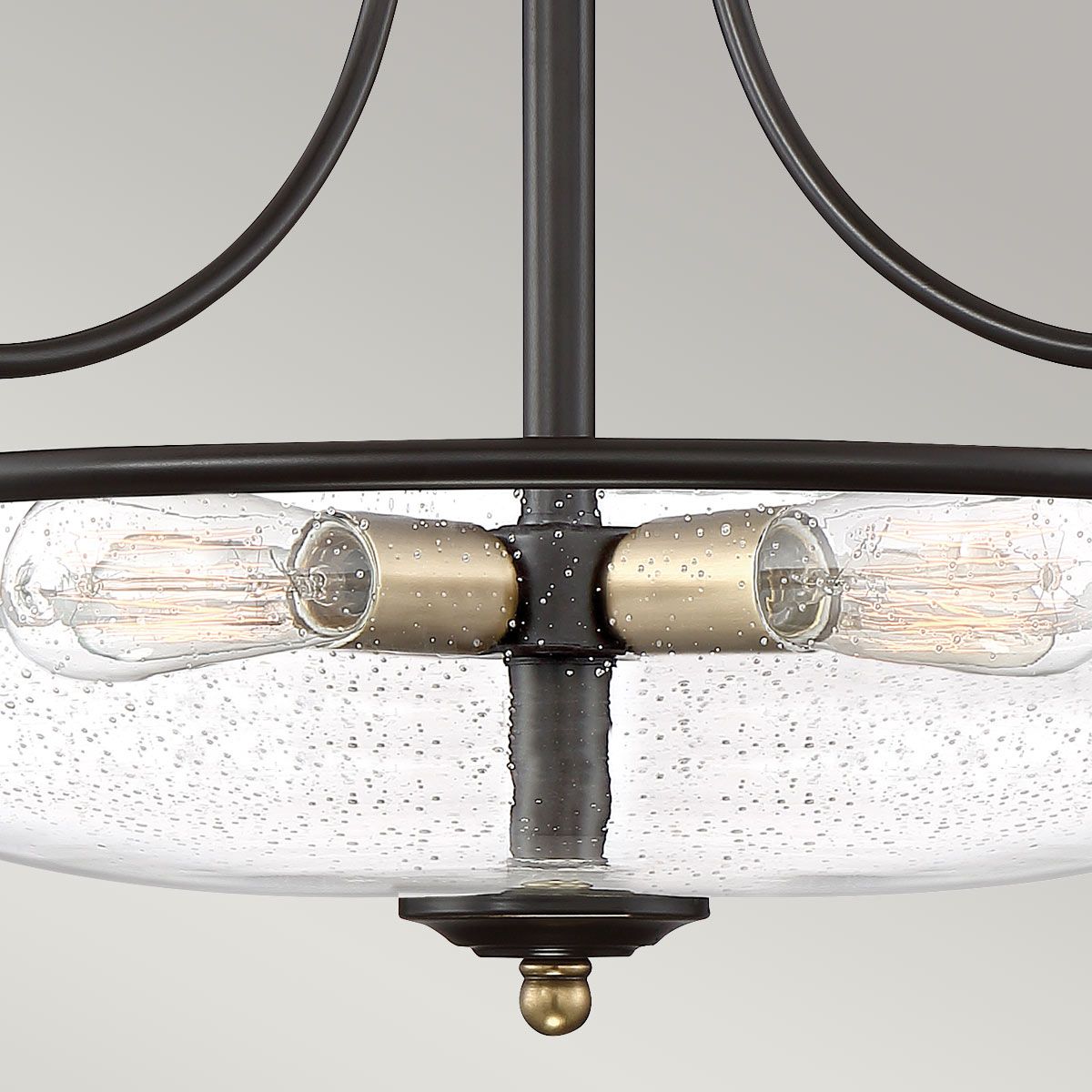 Griffin Trio Light Ceiling Fixture in Palladian Bronze with Brass Highlights