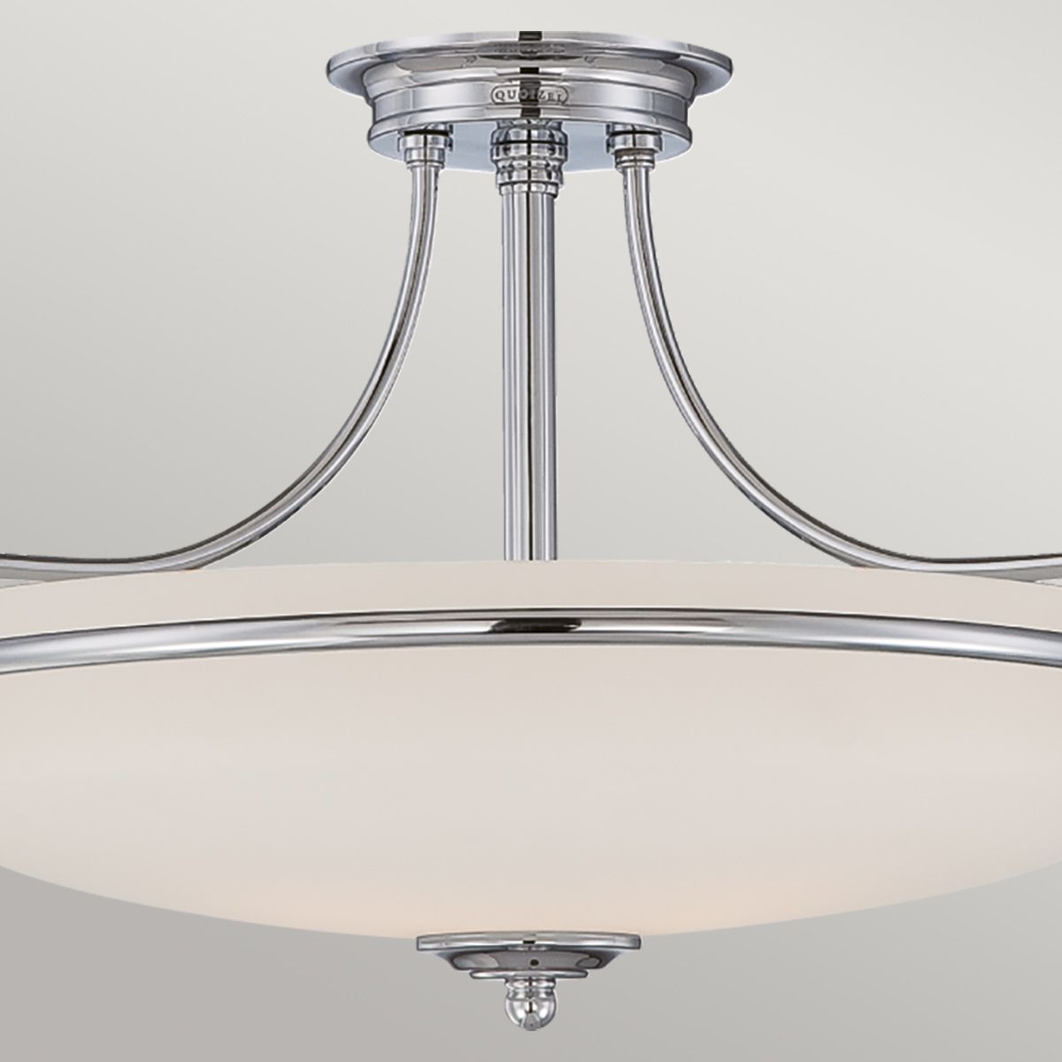 Griffin Polished Chrome Semi-Flush Mount Light with Etched Glass, 3 Bulbs