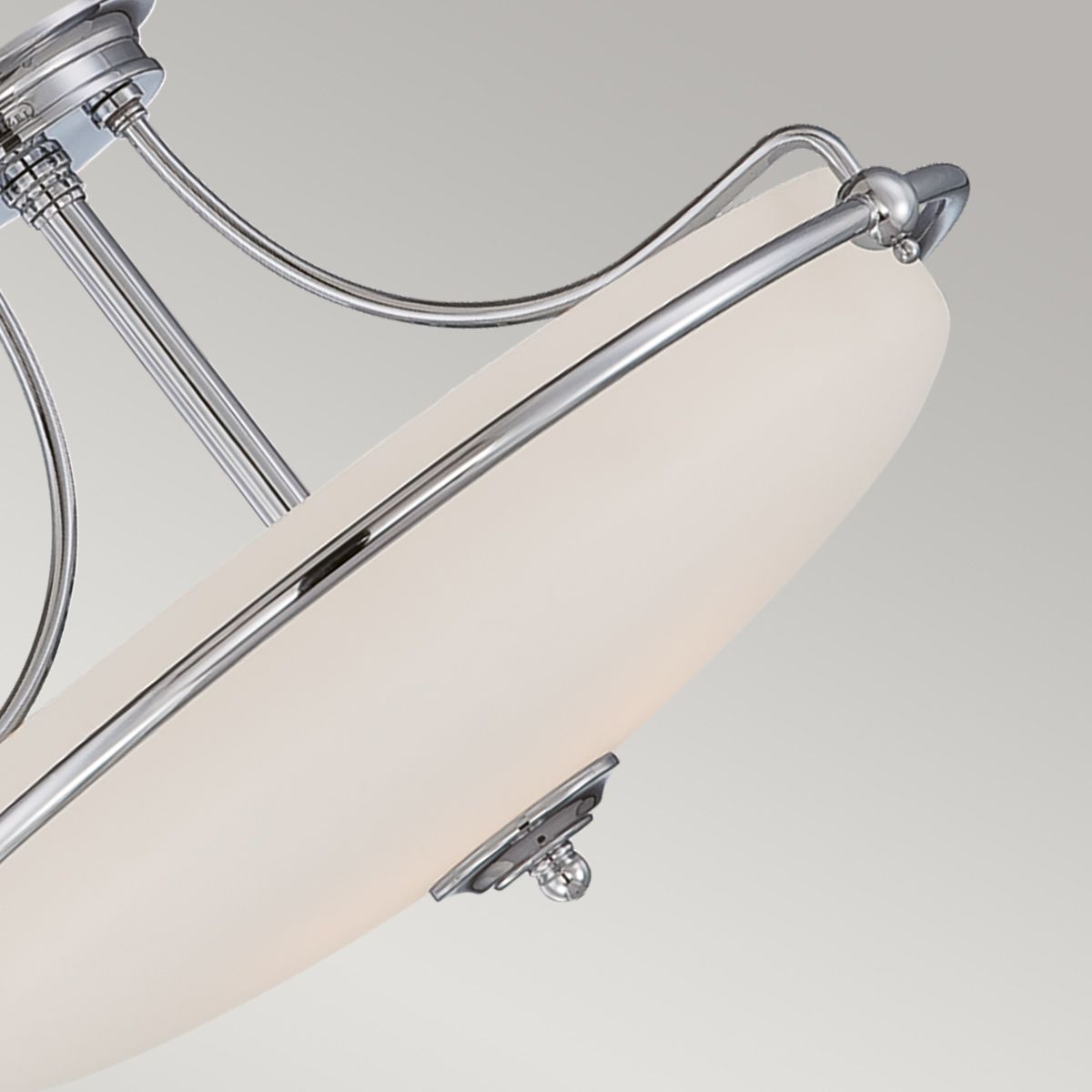 Griffin Polished Chrome Semi-Flush Mount Light with Etched Glass, 3 Bulbs