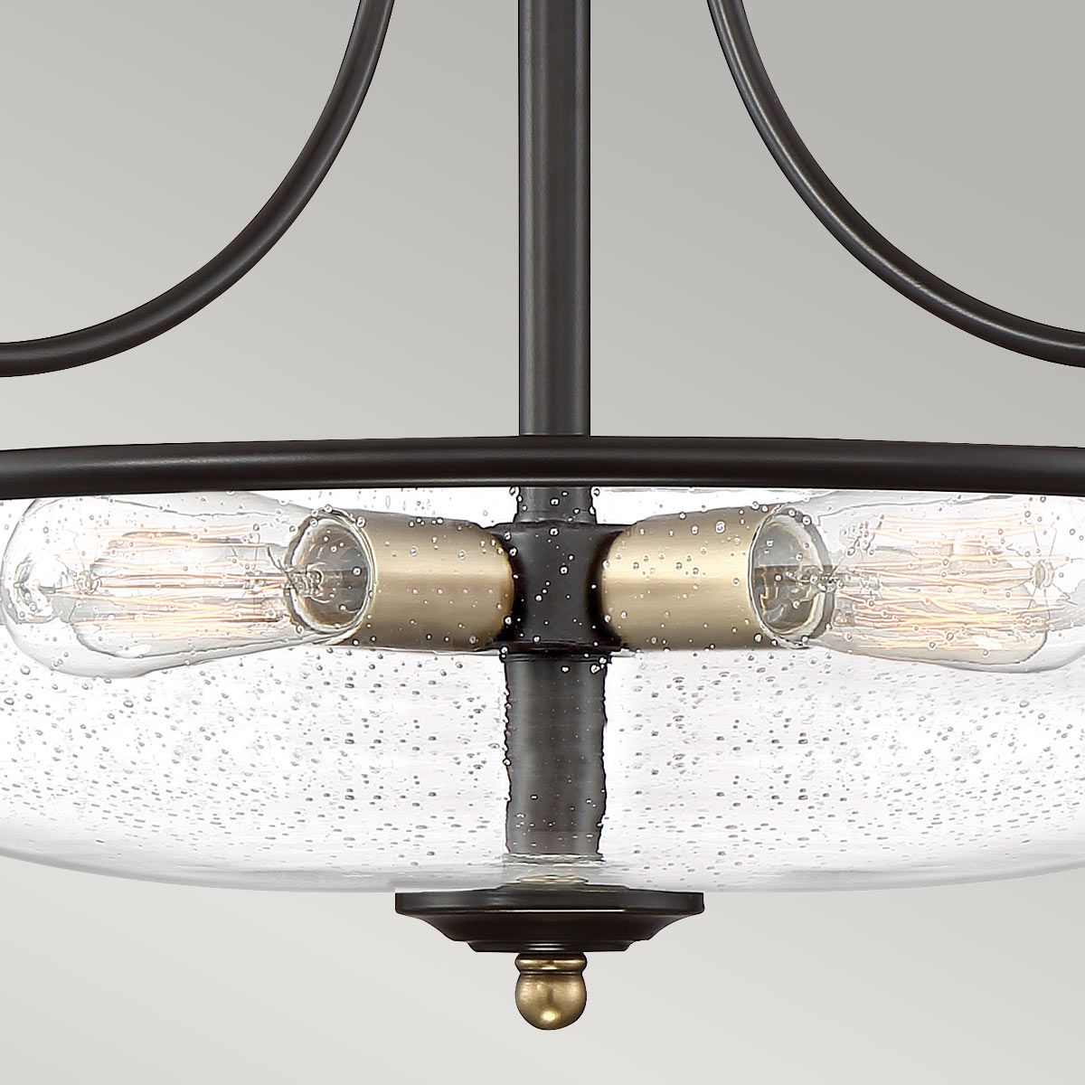Griffin Trio Light Ceiling Fixture in Palladian Bronze and Brass