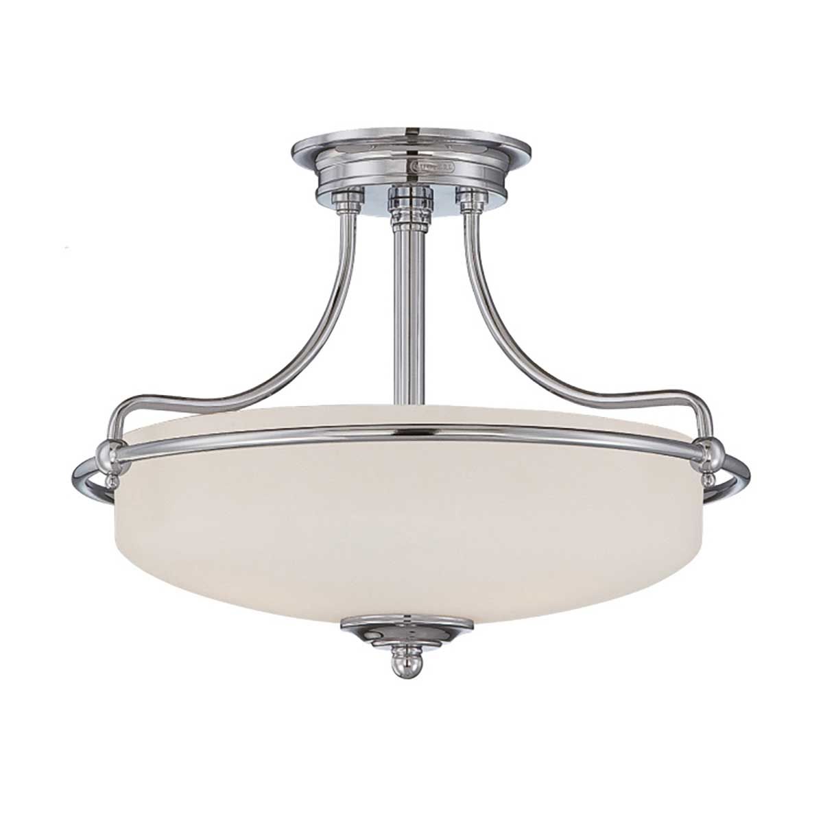 Griffin Polished Chrome Semi-Flush Mount Light with Etched Glass, 3 Bulbs