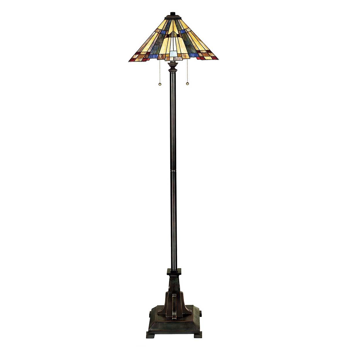 Inglenook Tiffany Glass Floor Lamp with Valiant Bronze Finish