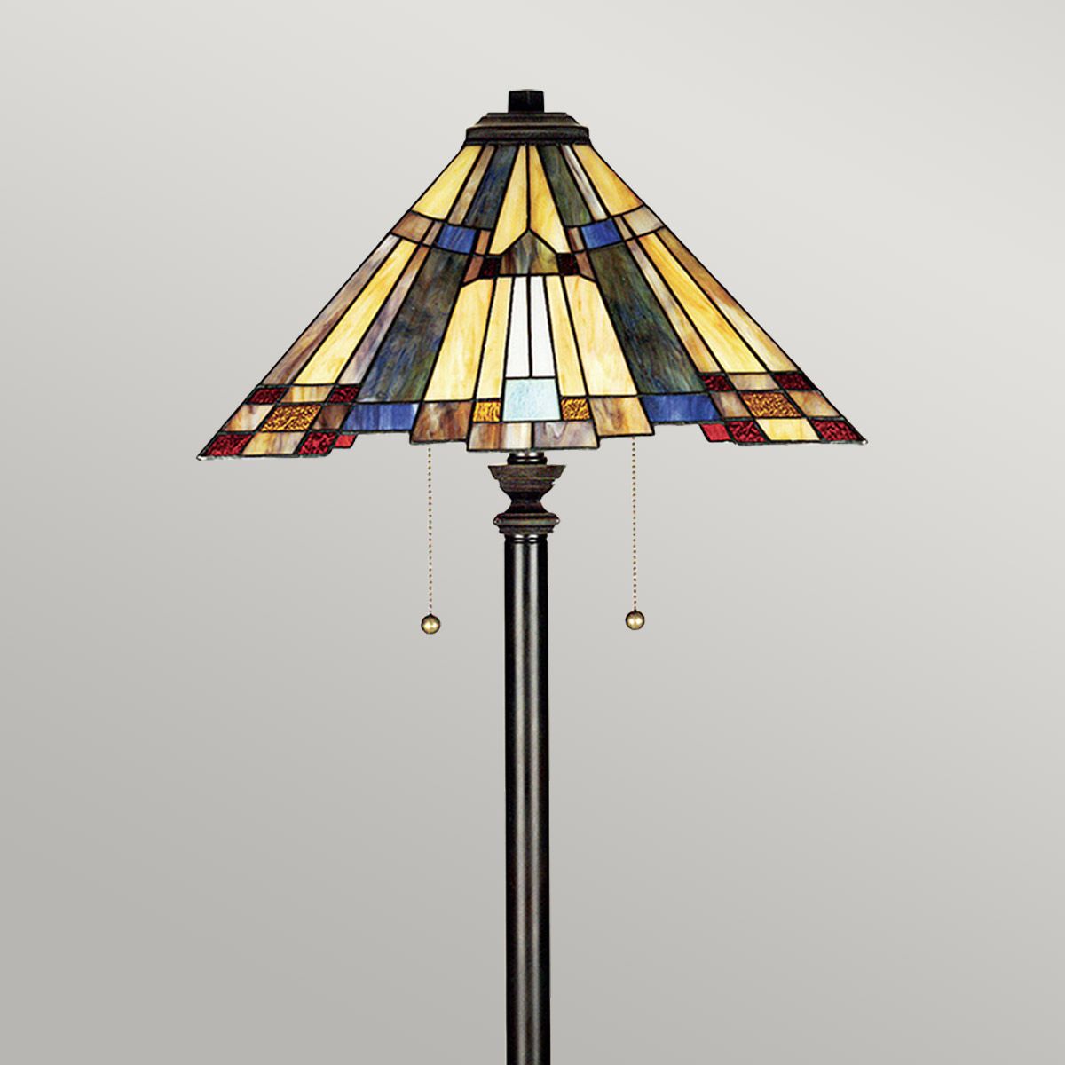 Inglenook Tiffany Glass Floor Lamp with Valiant Bronze Finish
