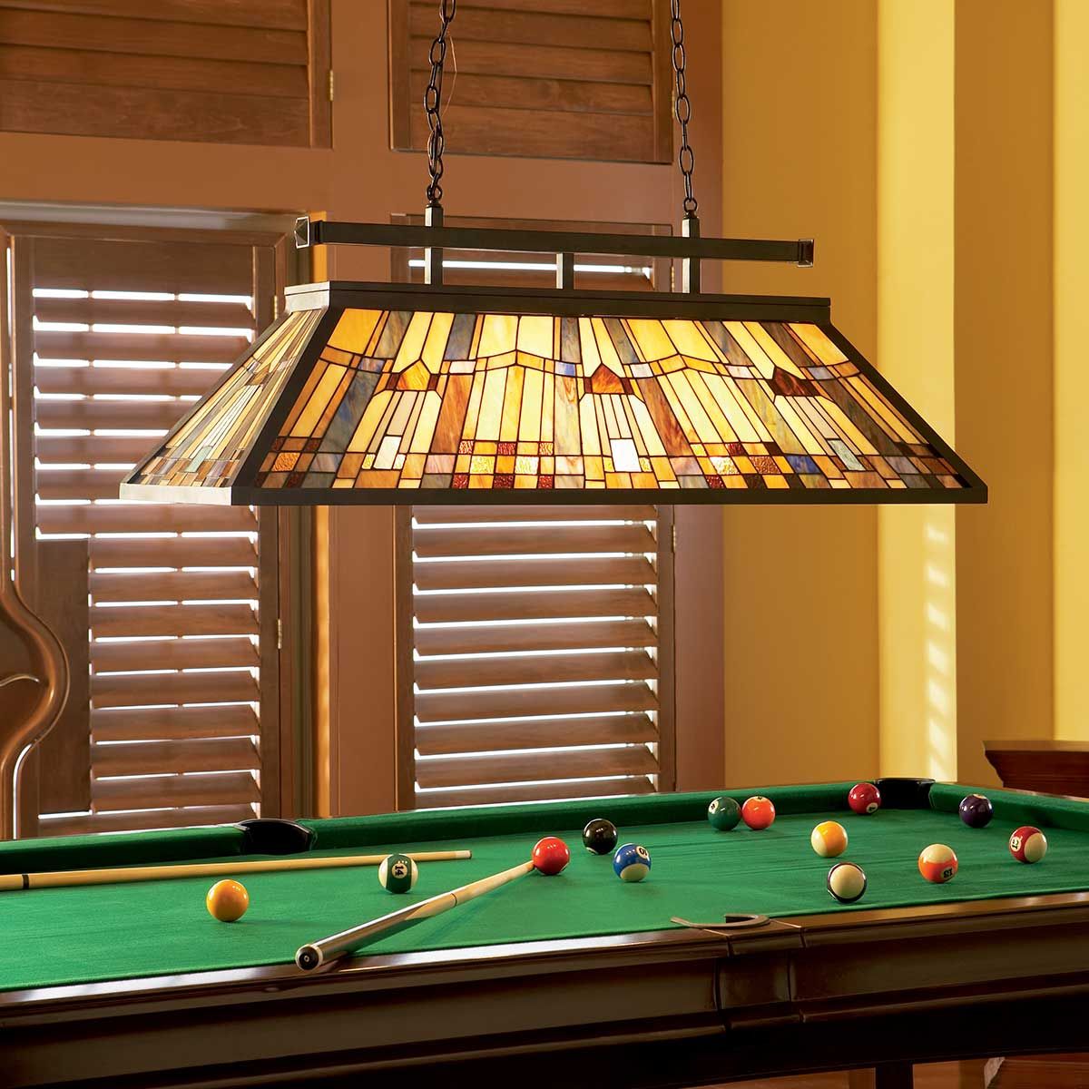 Inglenook Stained Glass Tiffany Pendant Billiard Chandelier