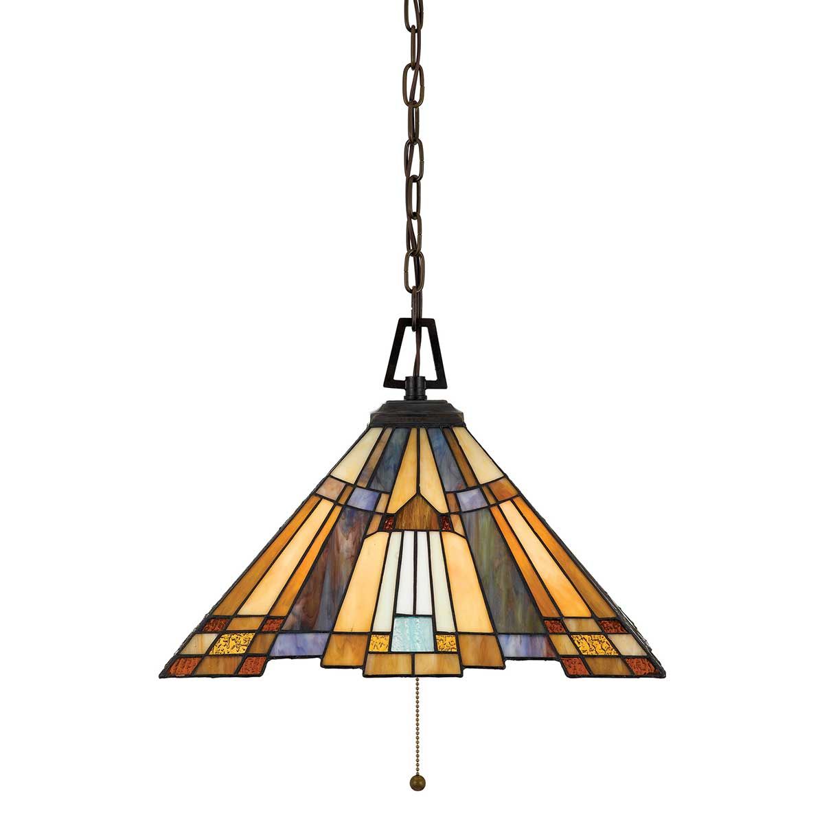 Inglenook Arts & Crafts Tiffany Glass Pendant Lamp